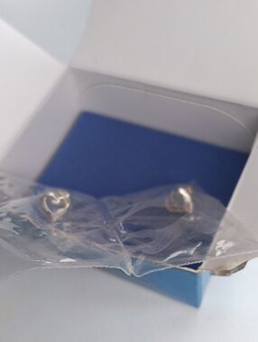 Avon Sterling Silver Ruby Accented Open  Heart Stud Earrings